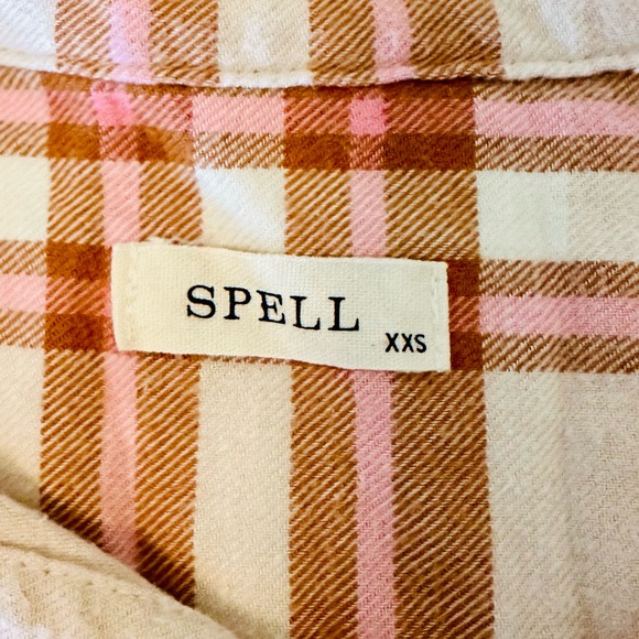 EUC Spell & the Gypsy Collective Musk Basecamp Flannel Botton Down Top - Picture 11 of 13